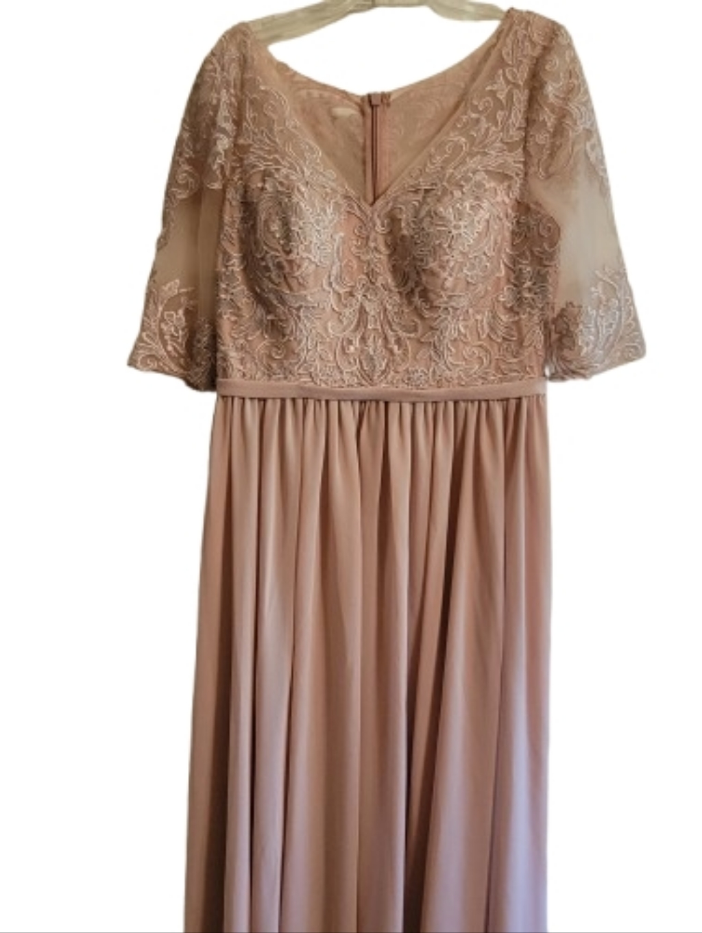 Jjs House Dusty Rose Embroided Classy Sleeves Mother Of The Bride Gown Sz 12 New